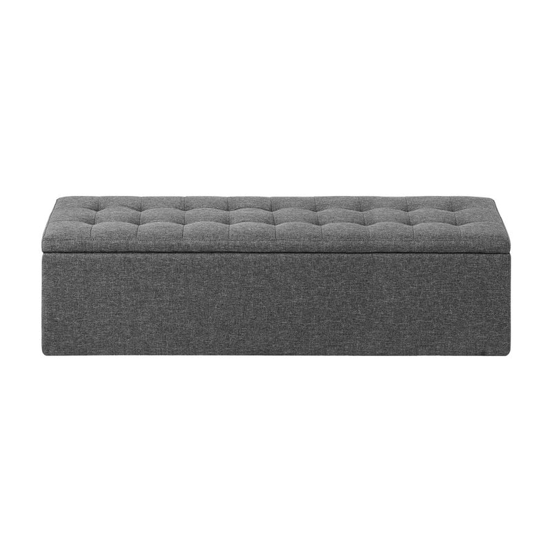 Oikiture Storage Ottoman XL Faux Linen Grey