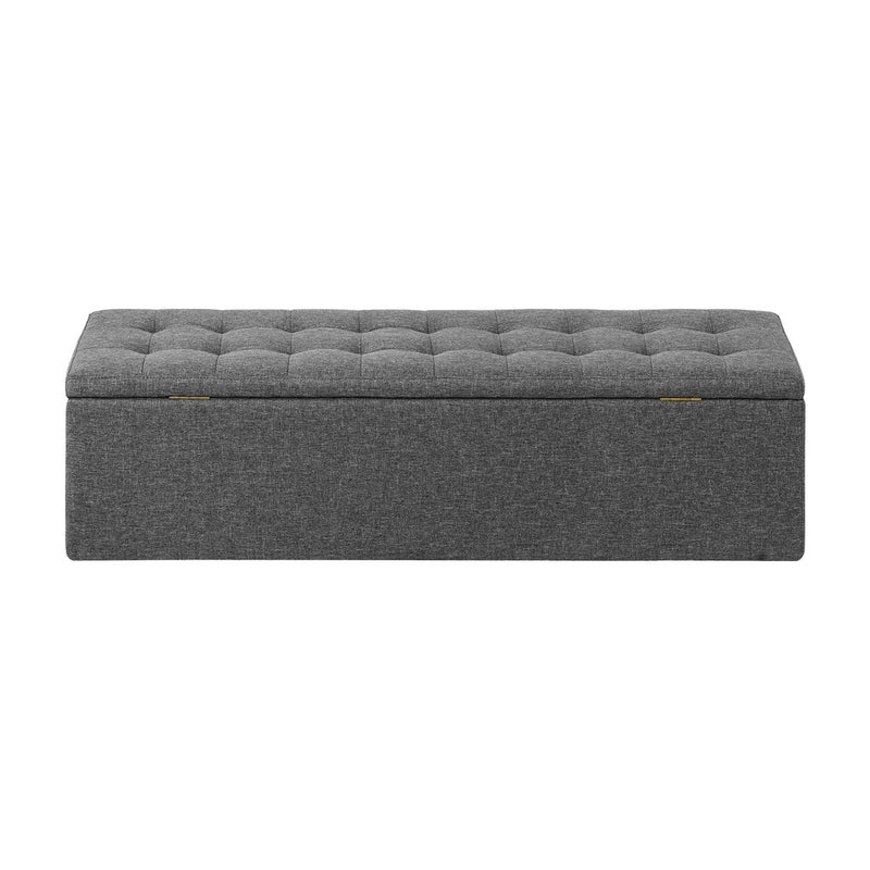 Oikiture Storage Ottoman XL Faux Linen Grey