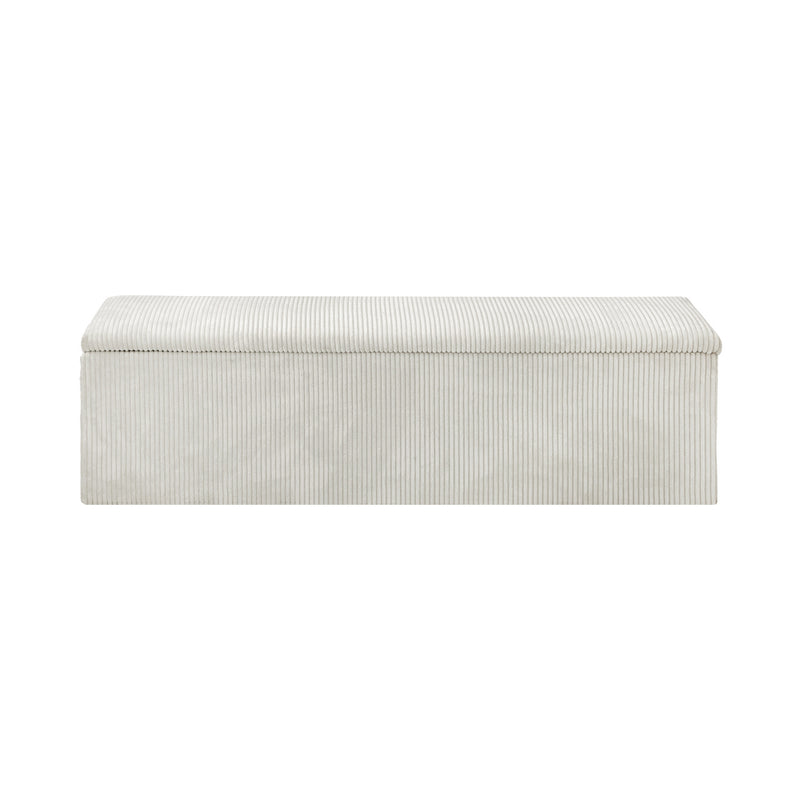 Oikiture Storage Ottoman Blanket Box XL Polyester Beige