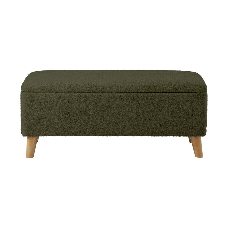 Oikiture Storage Ottoman Blanket Box Chest Toy Foot Stool Sherpa Green