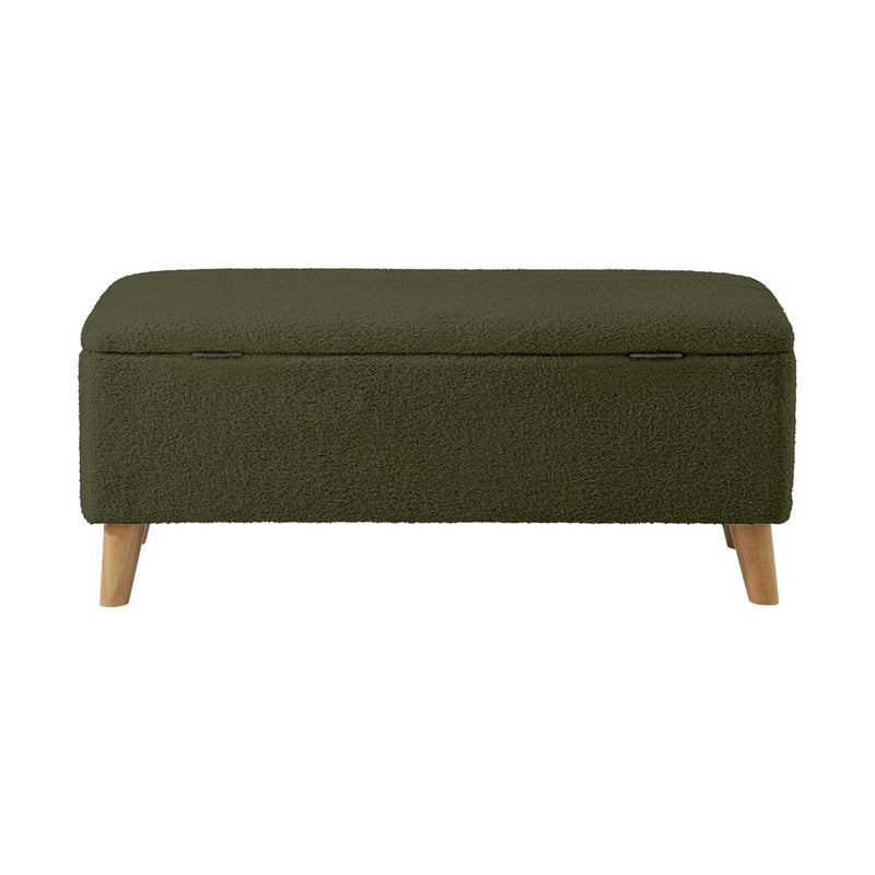 Oikiture Storage Ottoman Blanket Box Chest Toy Foot Stool Sherpa Green