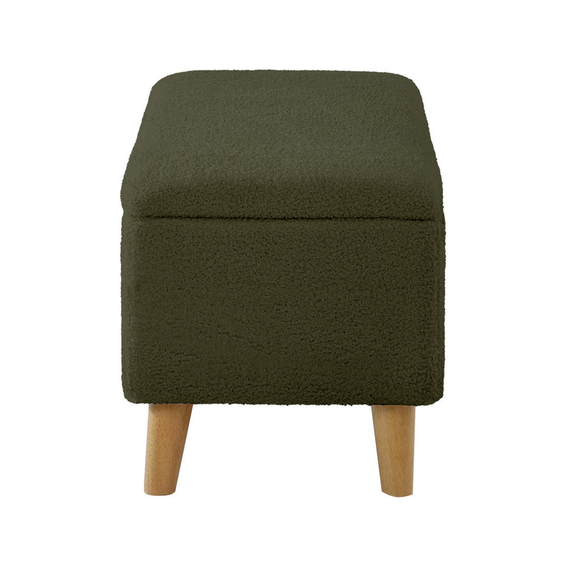 Oikiture Storage Ottoman Blanket Box Chest Toy Foot Stool Sherpa Green
