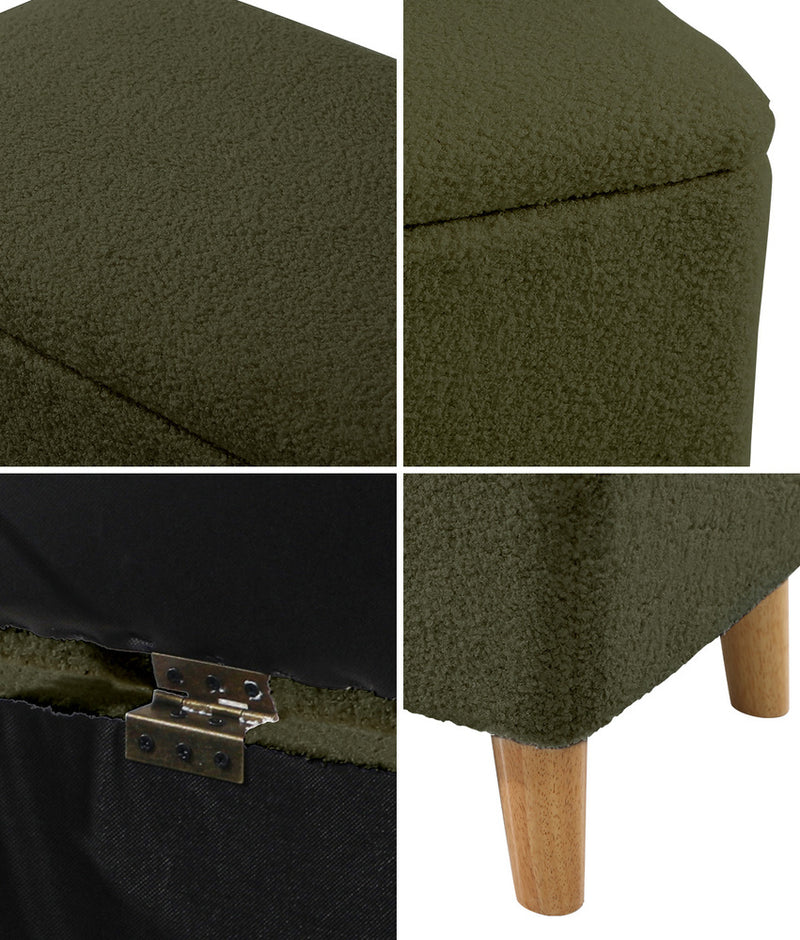 Oikiture Storage Ottoman Blanket Box Chest Toy Foot Stool Sherpa Green