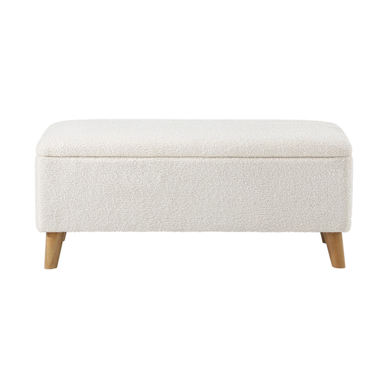 Oikiture Storage Ottoman Sherpa Fabric White