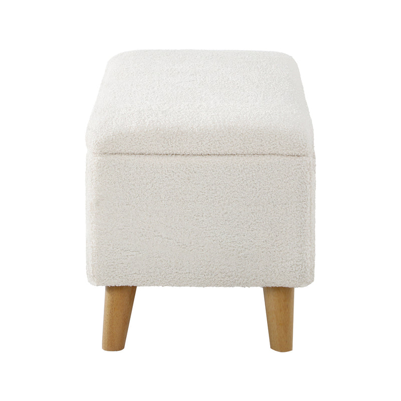Oikiture Storage Ottoman Sherpa Fabric White