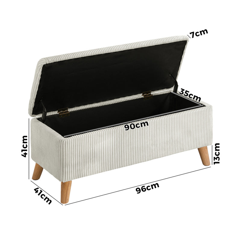Oikiture Storage Ottoman Blanket Box LARGE Polyester Beige