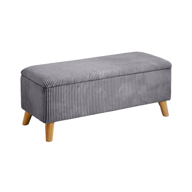 Oikiture Storage Ottoman Blanket Box LARGE Polyester Grey