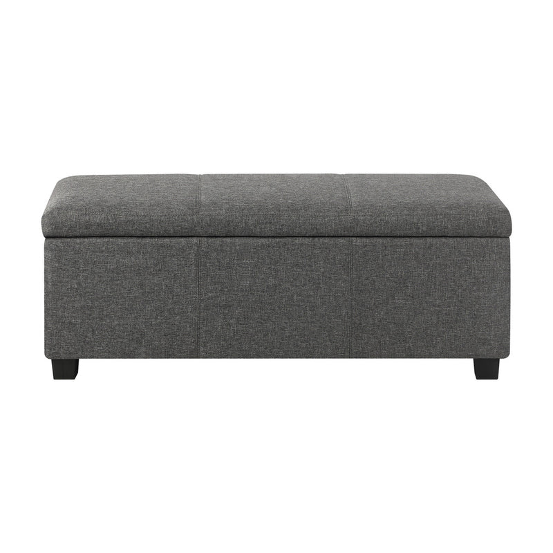 Oikiture Storage Ottoman Linen Fabric Large