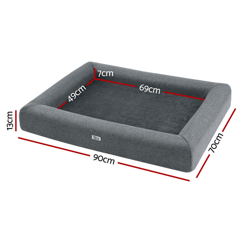 i.Pet Pet Bed Dog Cat Large Calming Soft Sofa Cushion Egg Crate Washable Grey