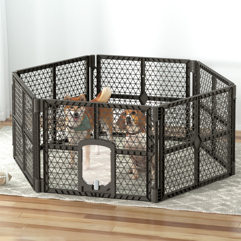 i.Pet Dog Playpen Enclosure 6 Panel Pet Fence Plastic Play Pen