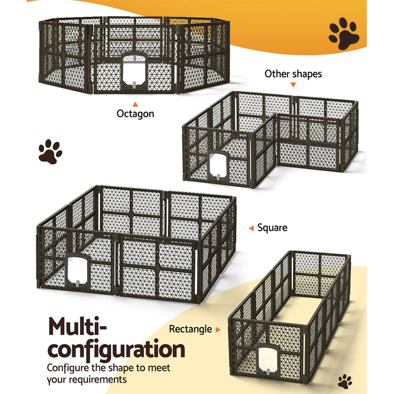 i.Pet Dog Playpen Enclosure 8 Panel Pet Fence Plastic Play Pen