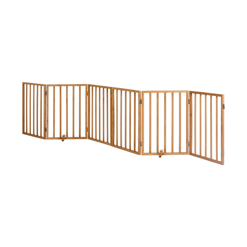 Alopet Wooden Pet Gate Dog Fence Safety Stair Barrier 6 Panels Natural