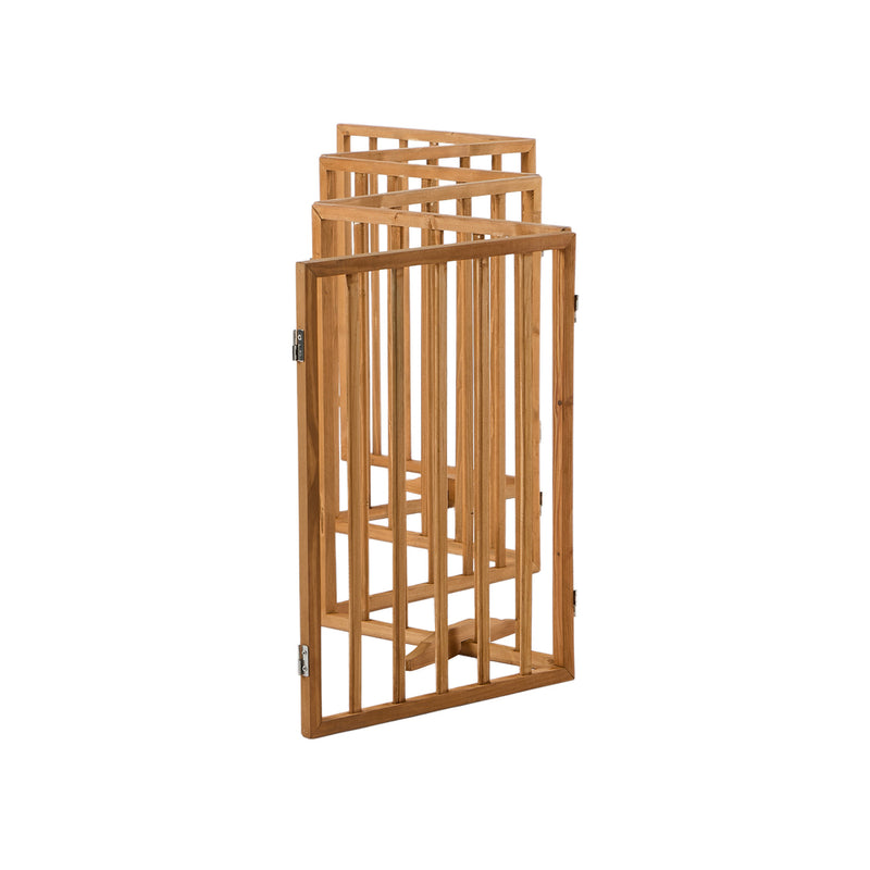 Alopet Wooden Pet Gate Dog Fence Safety Stair Barrier 6 Panels Natural