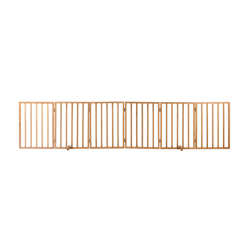 Alopet Wooden Pet Gate Dog Fence Safety Stair Barrier 6 Panels Natural