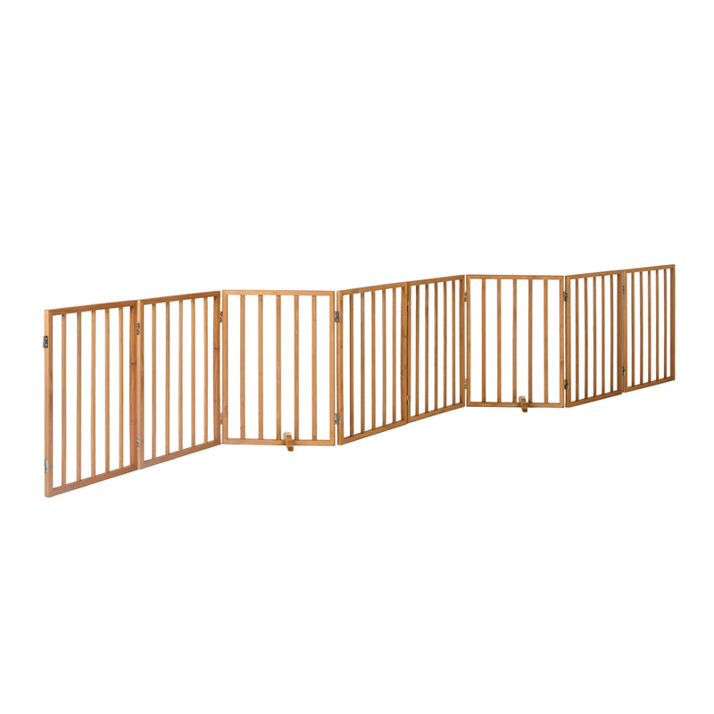Alopet Wooden Pet Gate Dog Fence Stair Barrier 8 Panels Natural