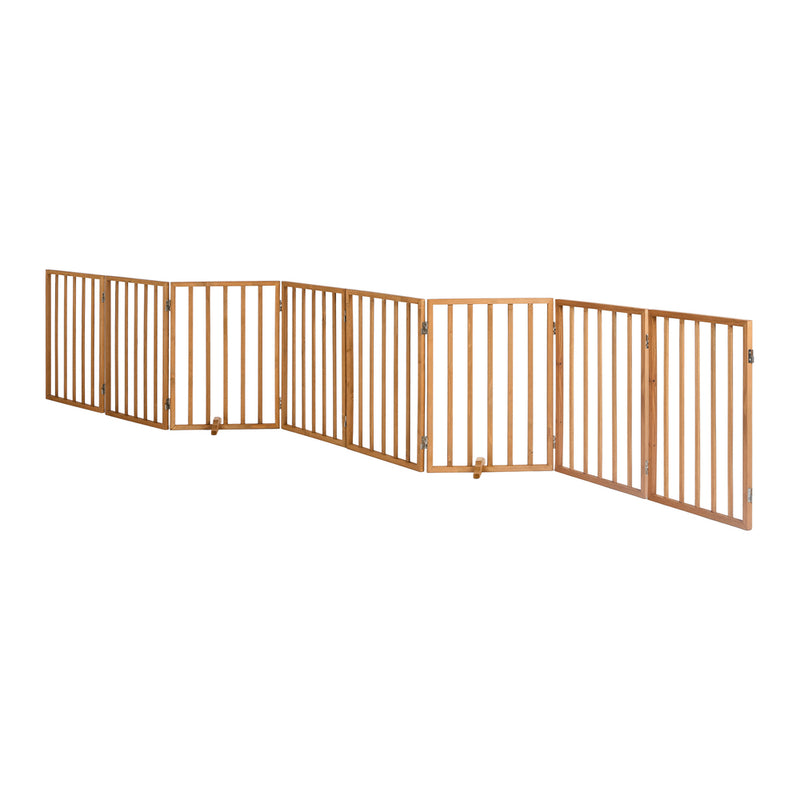 Alopet Wooden Pet Gate Dog Fence Stair Barrier 8 Panels Natural