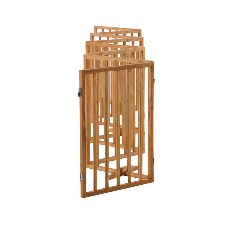 Alopet Wooden Pet Gate Dog Fence Stair Barrier 8 Panels Natural