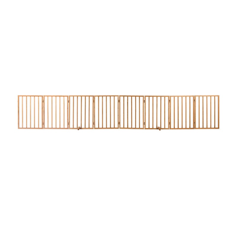 Alopet Wooden Pet Gate Dog Fence Stair Barrier 8 Panels Natural
