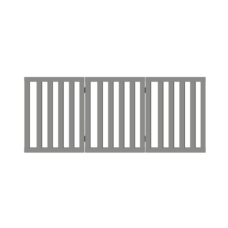 Alopet Wooden Pet Gate Safety Stair Barrier 3-Panel Grey