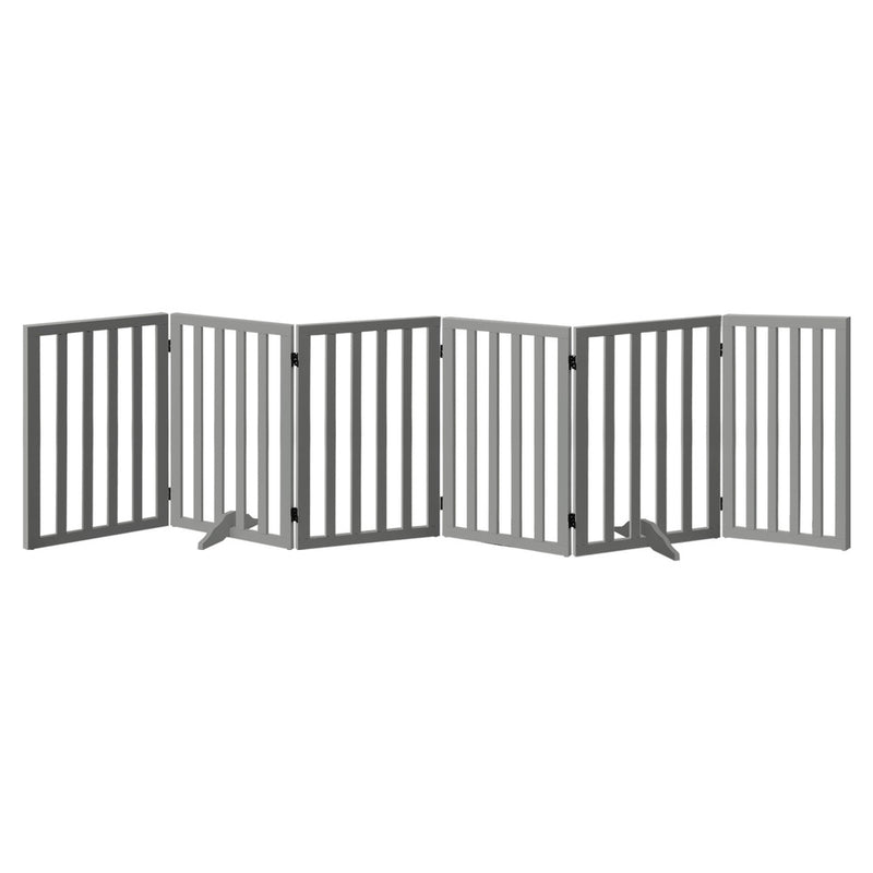 Alopet Wooden Pet Gate Dog Fence 6 Panels 80cm Grey