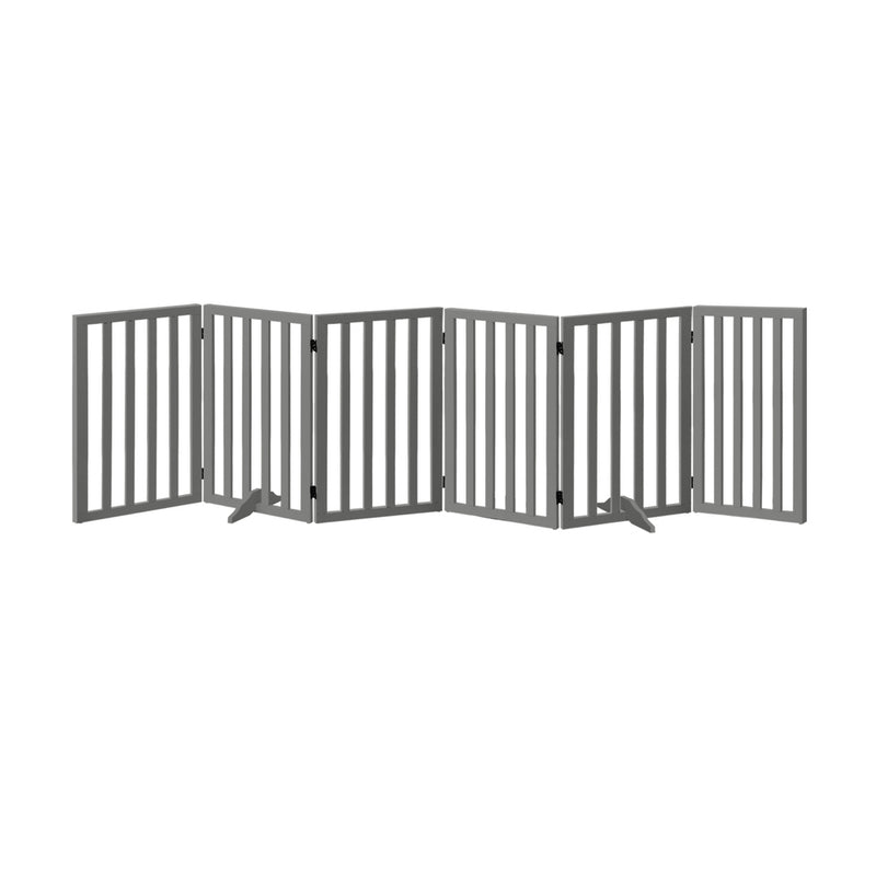 Alopet Wooden Pet Gate Dog Fence 6 Panels 80cm Grey