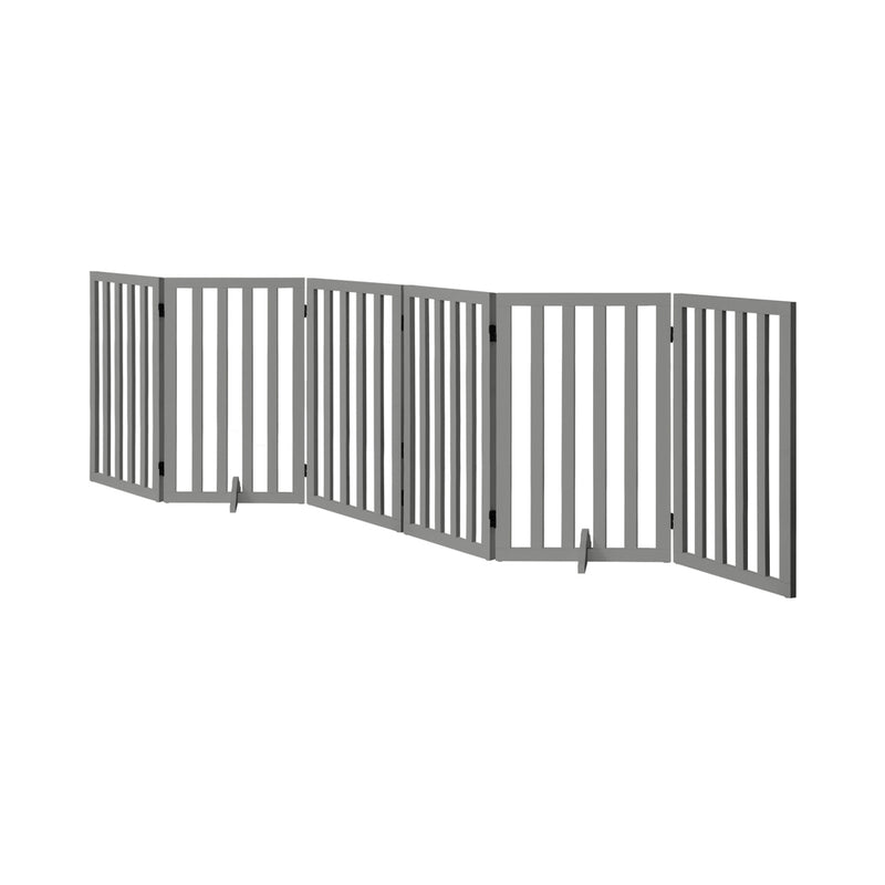 Alopet Wooden Pet Gate Dog Fence 6 Panels 80cm Grey