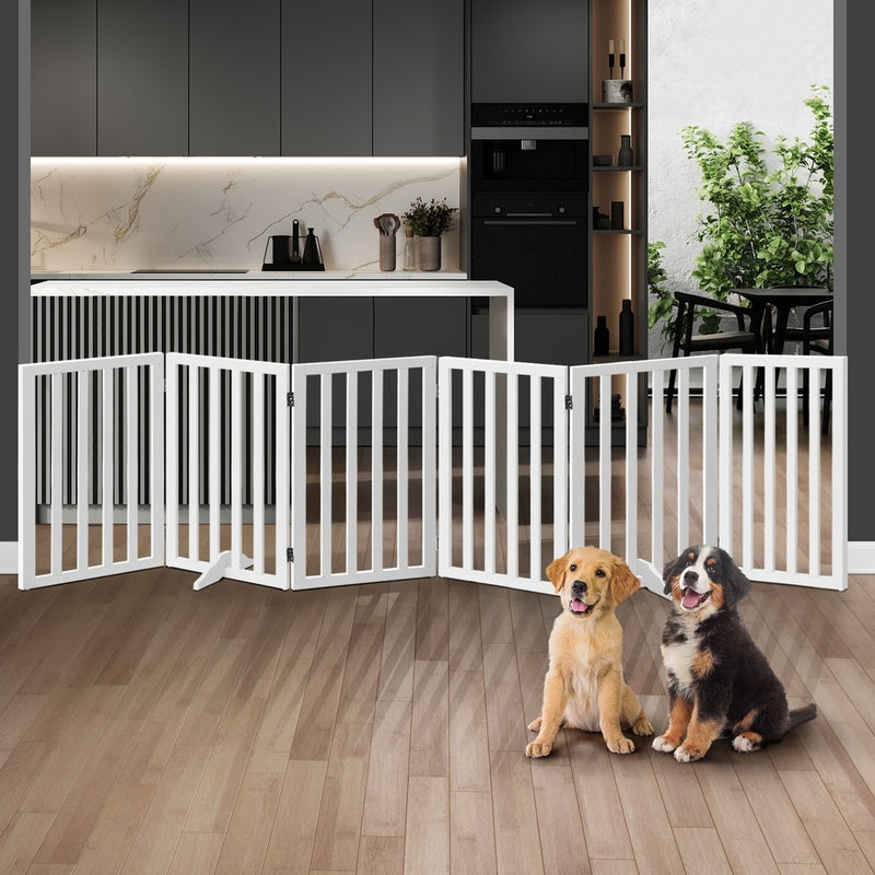 Alopet Wooden Pet Gate Security Door 6-Panel 80cm