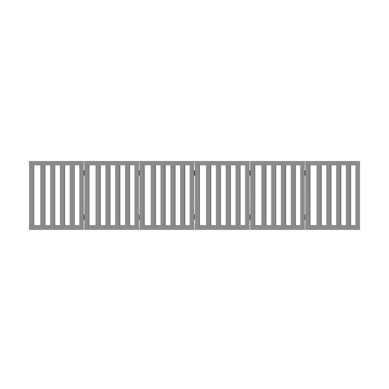 Alopet Wooden Pet Gate Safety Stair Barrier 6-Panel Grey