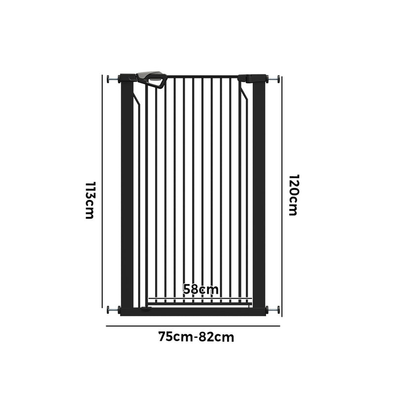 Alopet 120cm Retractable Safety Gate Pet Fence Guard Door Black
