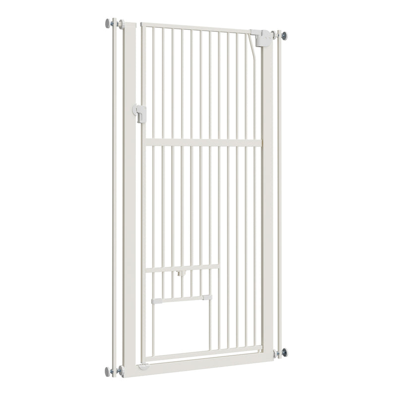 Alopet 143cm Retractable Gate Pet Dog Cat with Walk Through Door White
