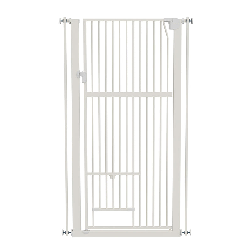 Alopet 143cm Retractable Gate Pet Dog Cat with Walk Through Door White