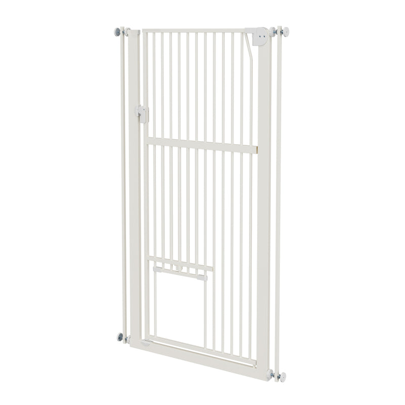 Alopet 143cm Retractable Gate Pet Dog Cat with Walk Through Door White