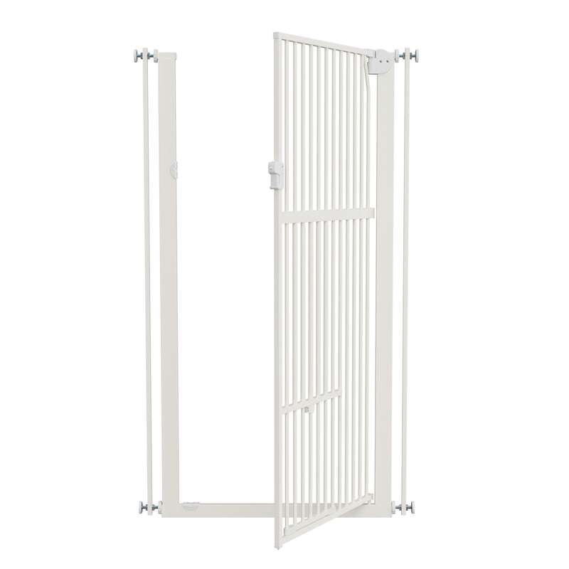 Alopet 143cm Retractable Gate Pet Dog Cat with Walk Through Door White