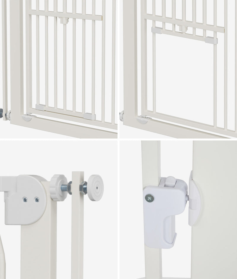 Alopet 143cm Retractable Gate Pet Dog Cat with Walk Through Door White