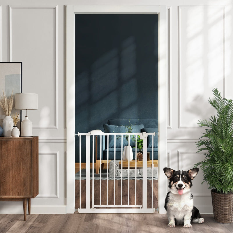 Alopet 78cm Retractable Safety Gate Pet Dog Cat Fence Guard Door White