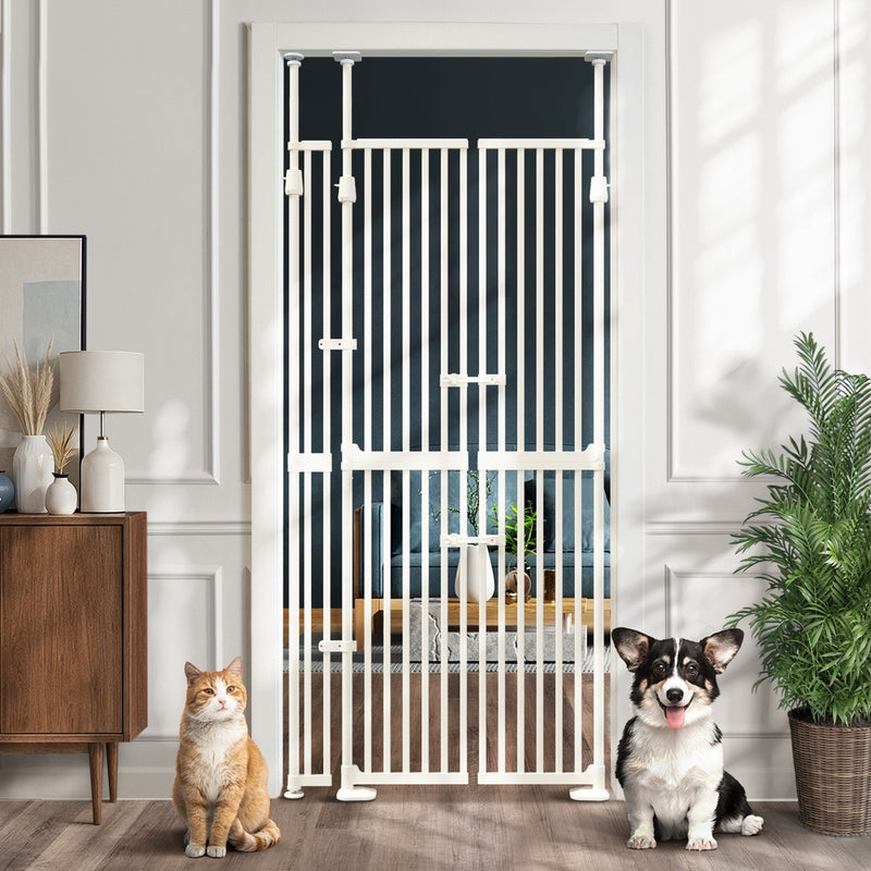 Alopet 190cm-264cm Retractable Gate Pet Dog Cat Extra Tall Fence White