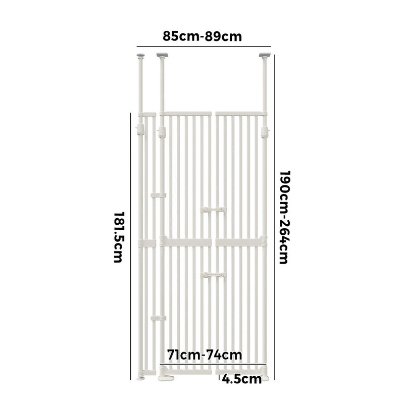 Alopet 190cm-264cm Retractable Gate Pet Dog Cat Extra Tall Fence White