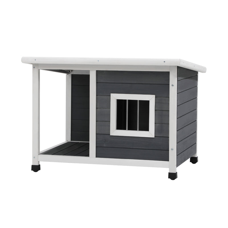 Alopet Dog Kennel House Wooden Grey and White
