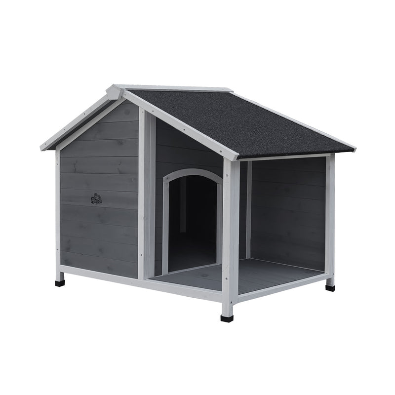 Alopet Dog Kennel House Wooden Awning Grey&White