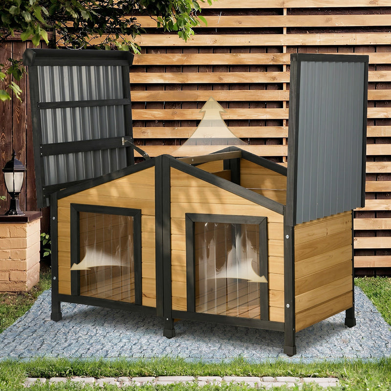 Alopet Dog Kennel Outdoor Indoor Pet House Wooden Puppy Cabin Kennels