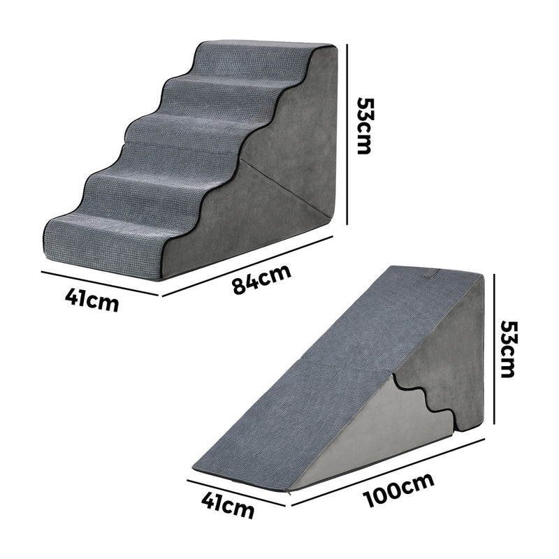 Alopet Foam Pet Ramp Stairs Washable 5 Steps