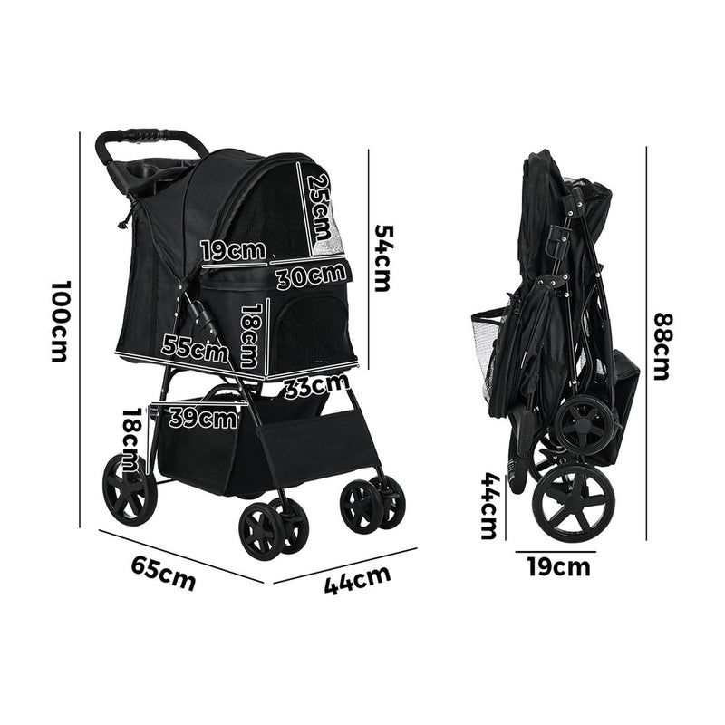 Alopet Pet Stroller Pram Carrier Cage Pushchair Foldable