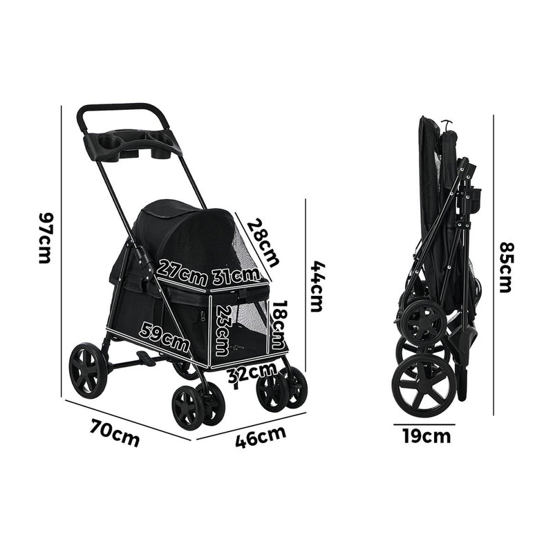 Alopet Pet Stroller Travel Foldable Lockable Wheels