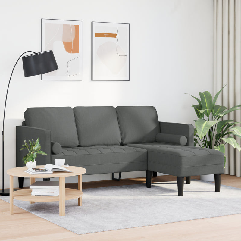 vidaXL Sofa Set with Cushion Dark Grey 173 x 131 x 67 cm Polyester