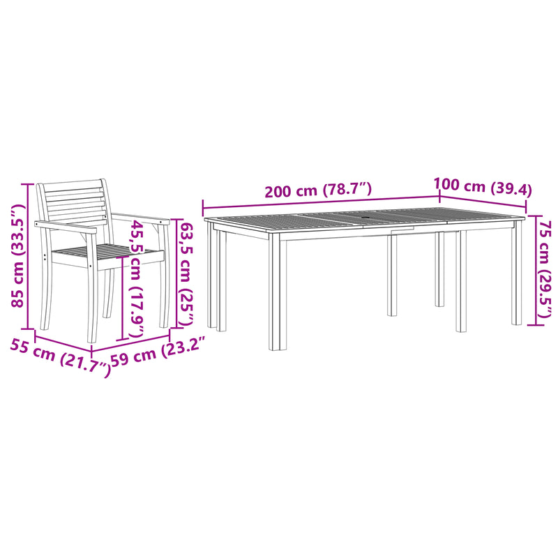 vidaXL Garden Dining Set 9 pcs Brown Solid acacia wood