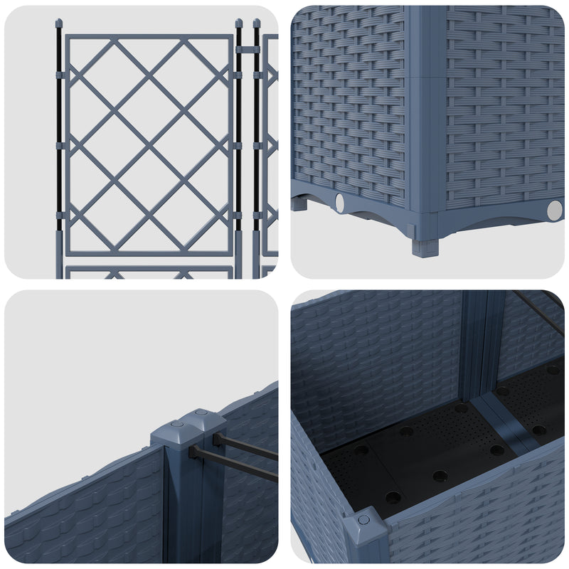 vidaXL Garden Planter with Trellis 3 pcs Grey 120 x 40 x 143 cm PP