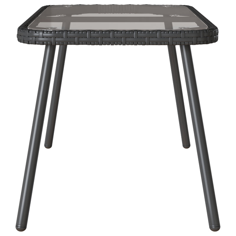 vidaXL Coffee Table Black 90 x 45 x 43 cm Poly Rattan and glass