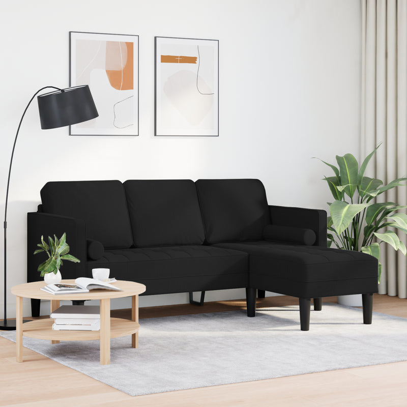 vidaXL Sofa Set with Cushion Black 173 x 131 x 67 cm Polyester