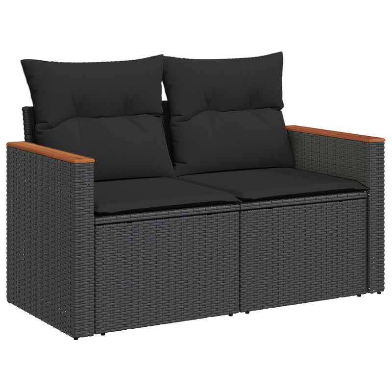 vidaXL Garden Sofa Set with Cushion 10 pcs Black Poly rattan