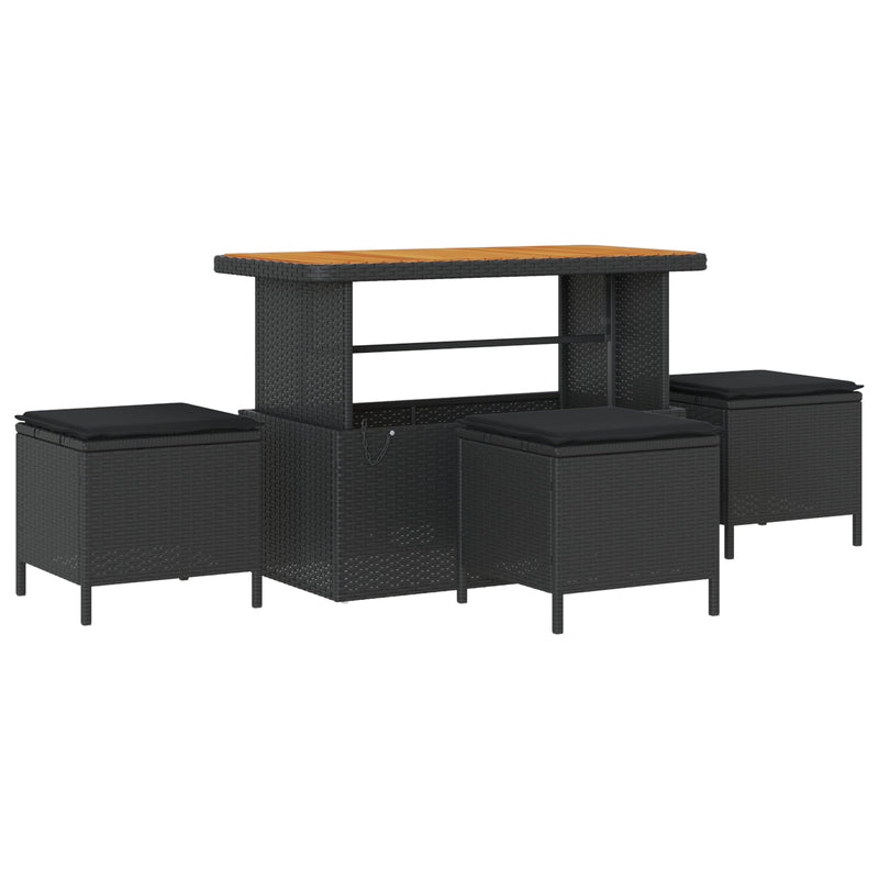 vidaXL Garden Dining Set 4 pcs Black Poly rattan